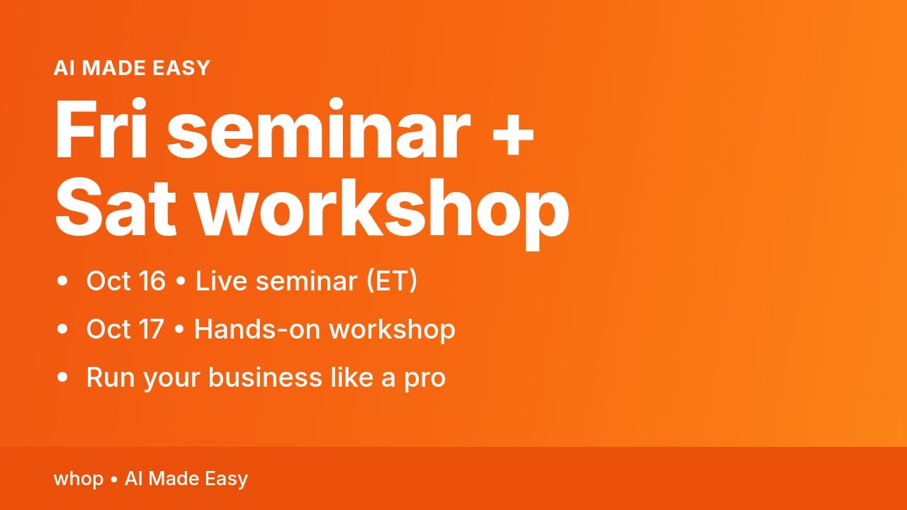 Live Seminar+Workshop Weekend