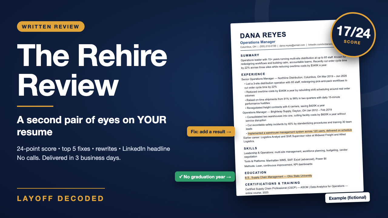 The Rehire Review — Written Resume + LinkedIn Review in 3 Days