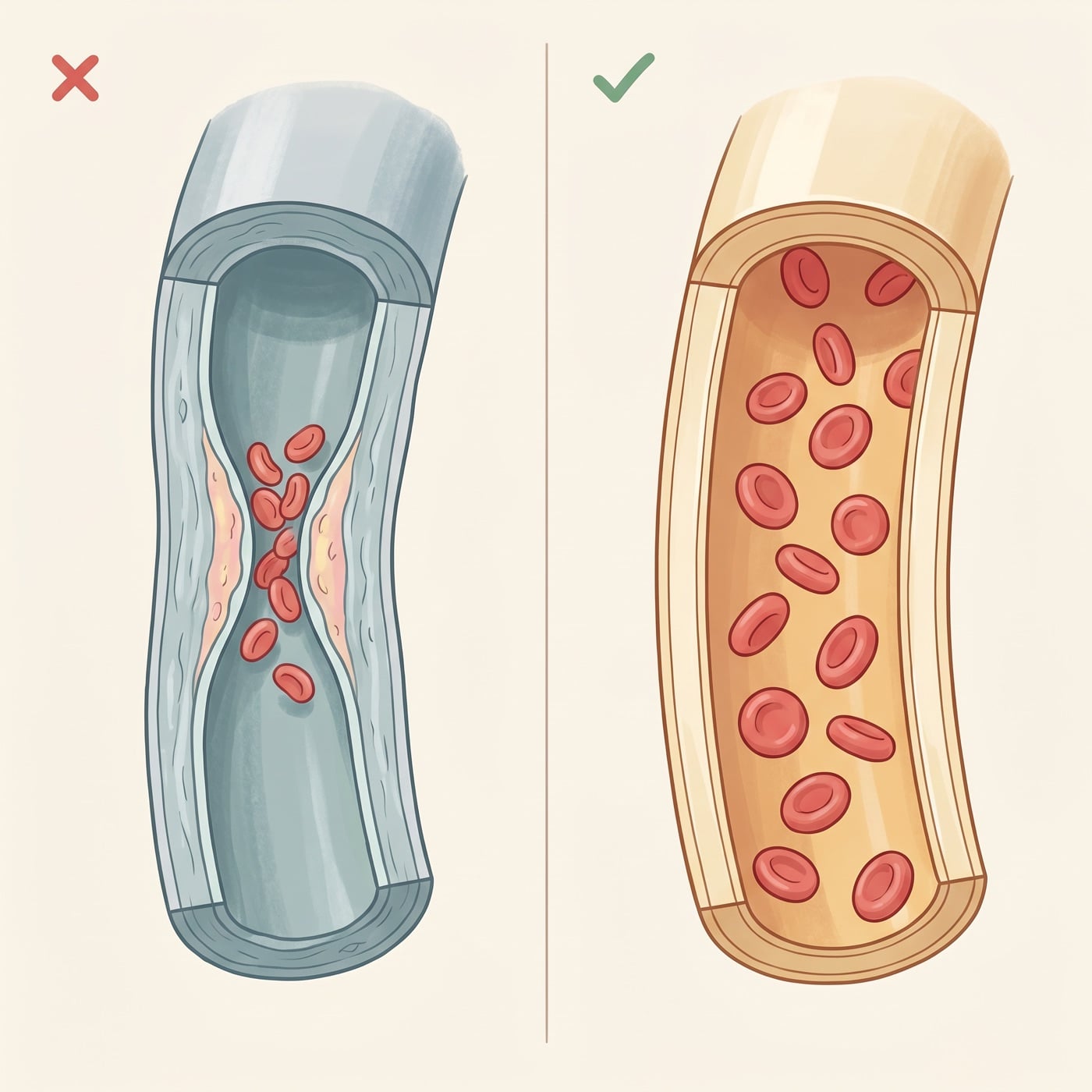 Illustration of a tense vs relaxed blood vessel