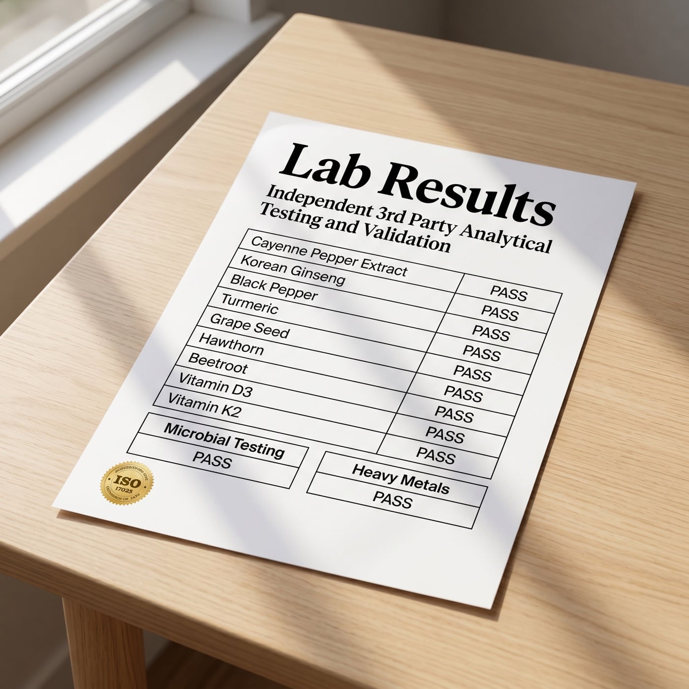 Certificate of analysis