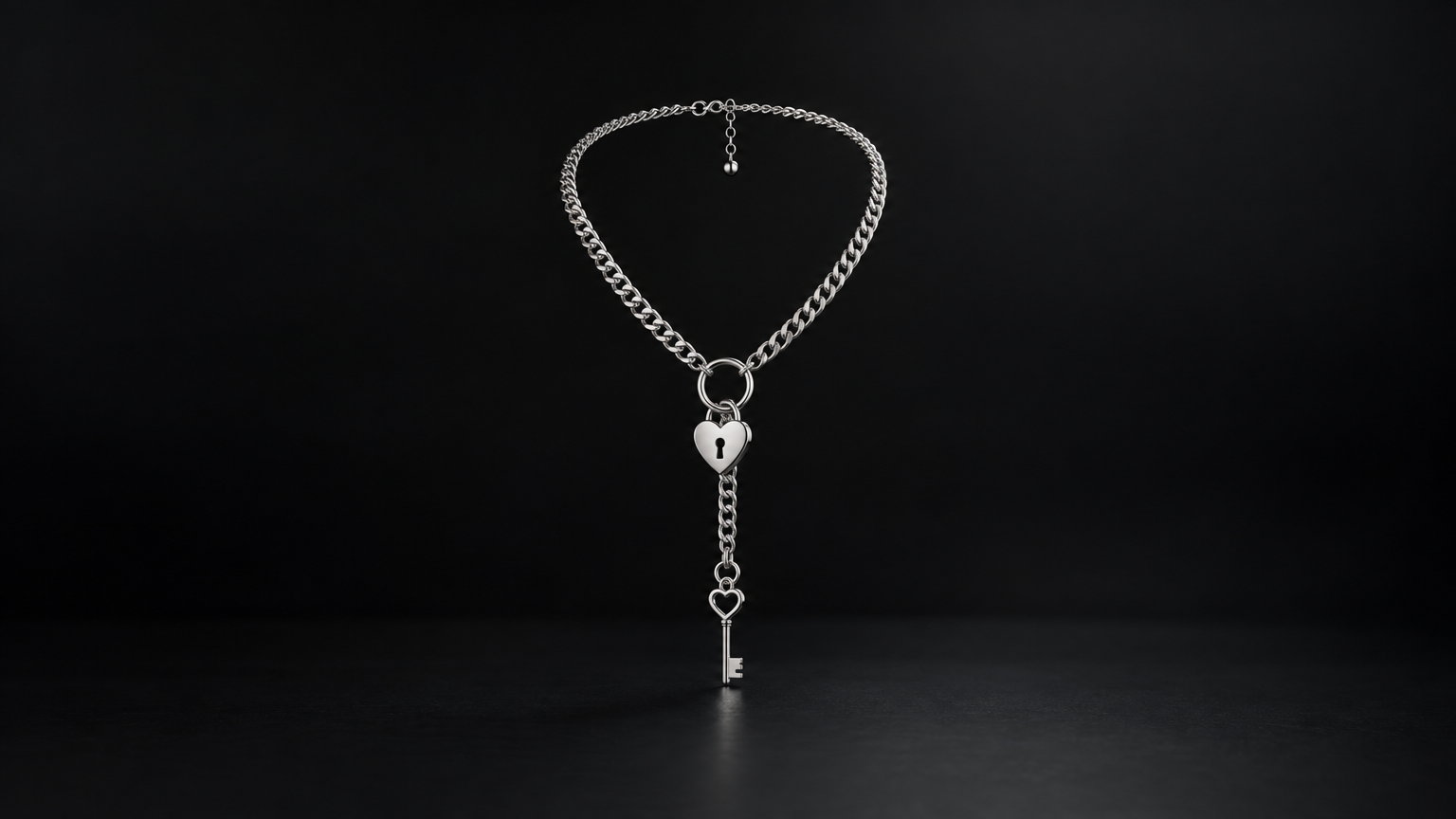 Adjustable Heart O-Ring Cuban Chain Necklace