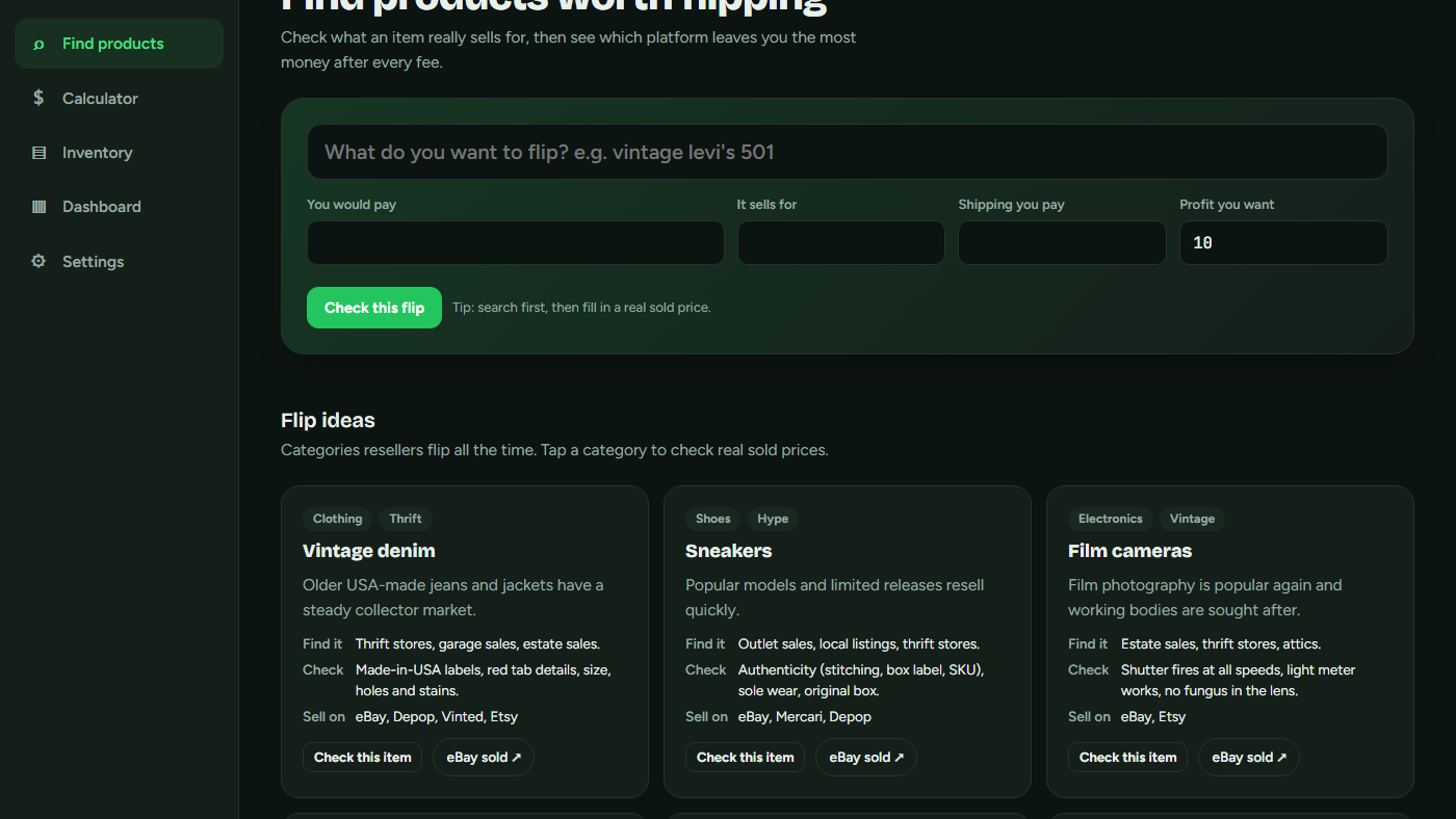 FlipLedger Pro – Profit Calculator & Product Finder for Resellers