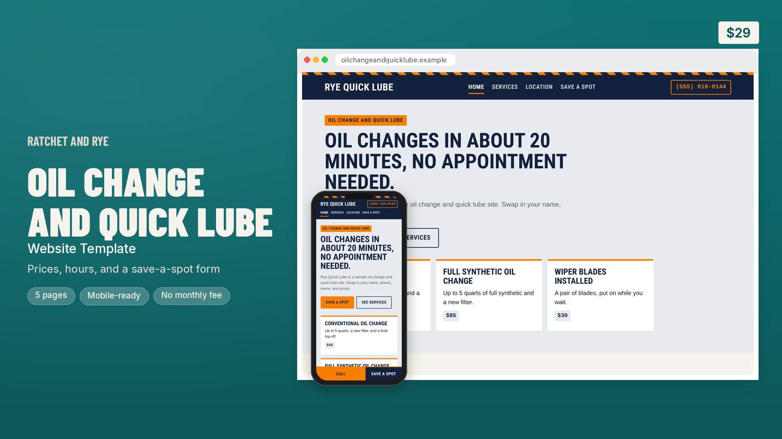 Oil Change and Quick Lube Website Template
