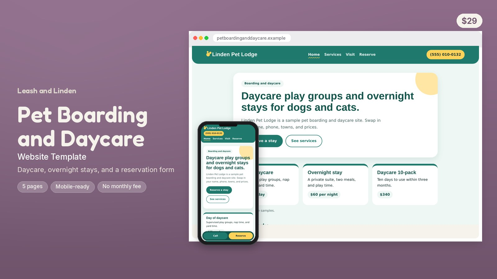 Pet Boarding and Daycare Website Template