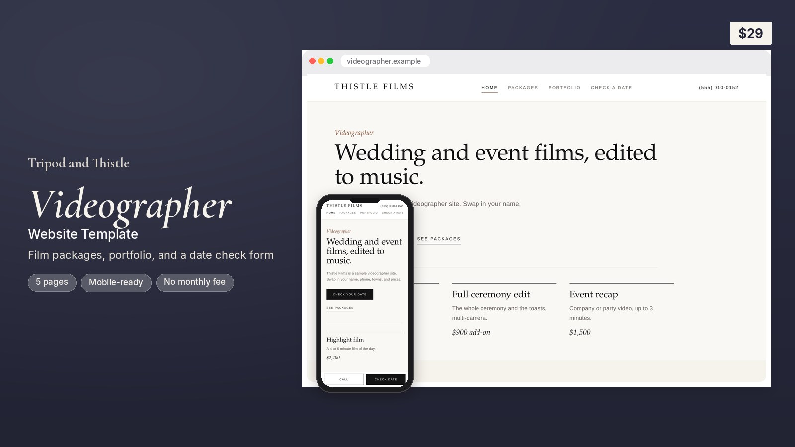 Videographer Website Template