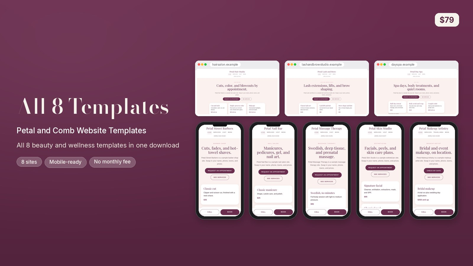 All 8 Petal and Comb Website Templates