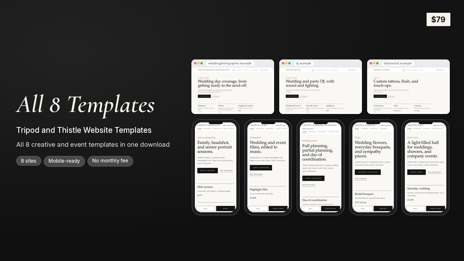 All 8 Tripod and Thistle Website Templates