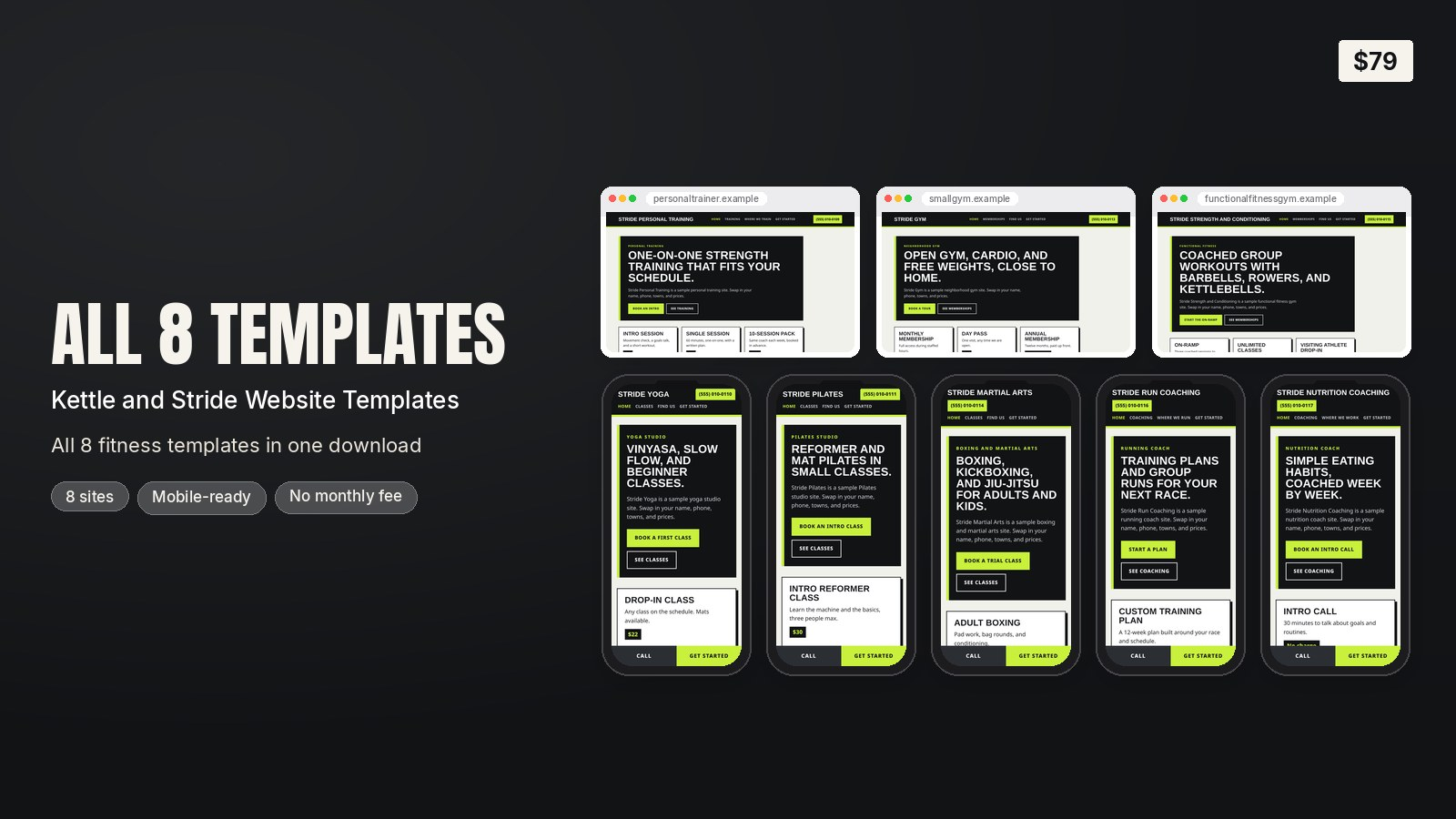 All 8 Kettle and Stride Website Templates