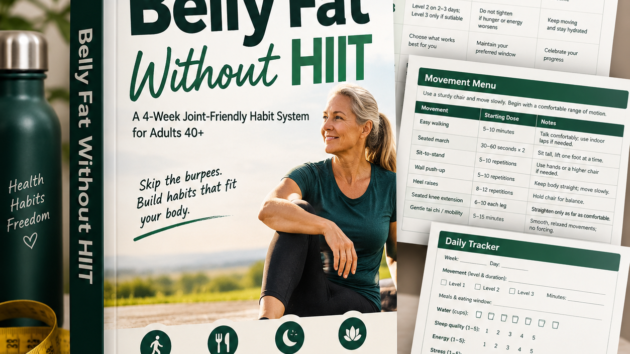 Belly Fat Without HIIT: 4-Week Low-Impact Planner for Adults 40+