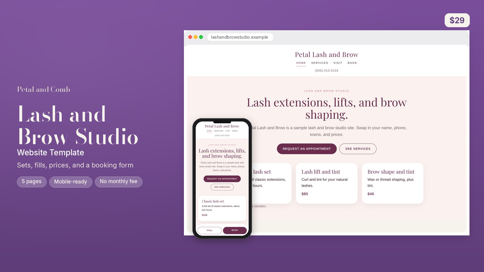 Lash and Brow Studio Website Template