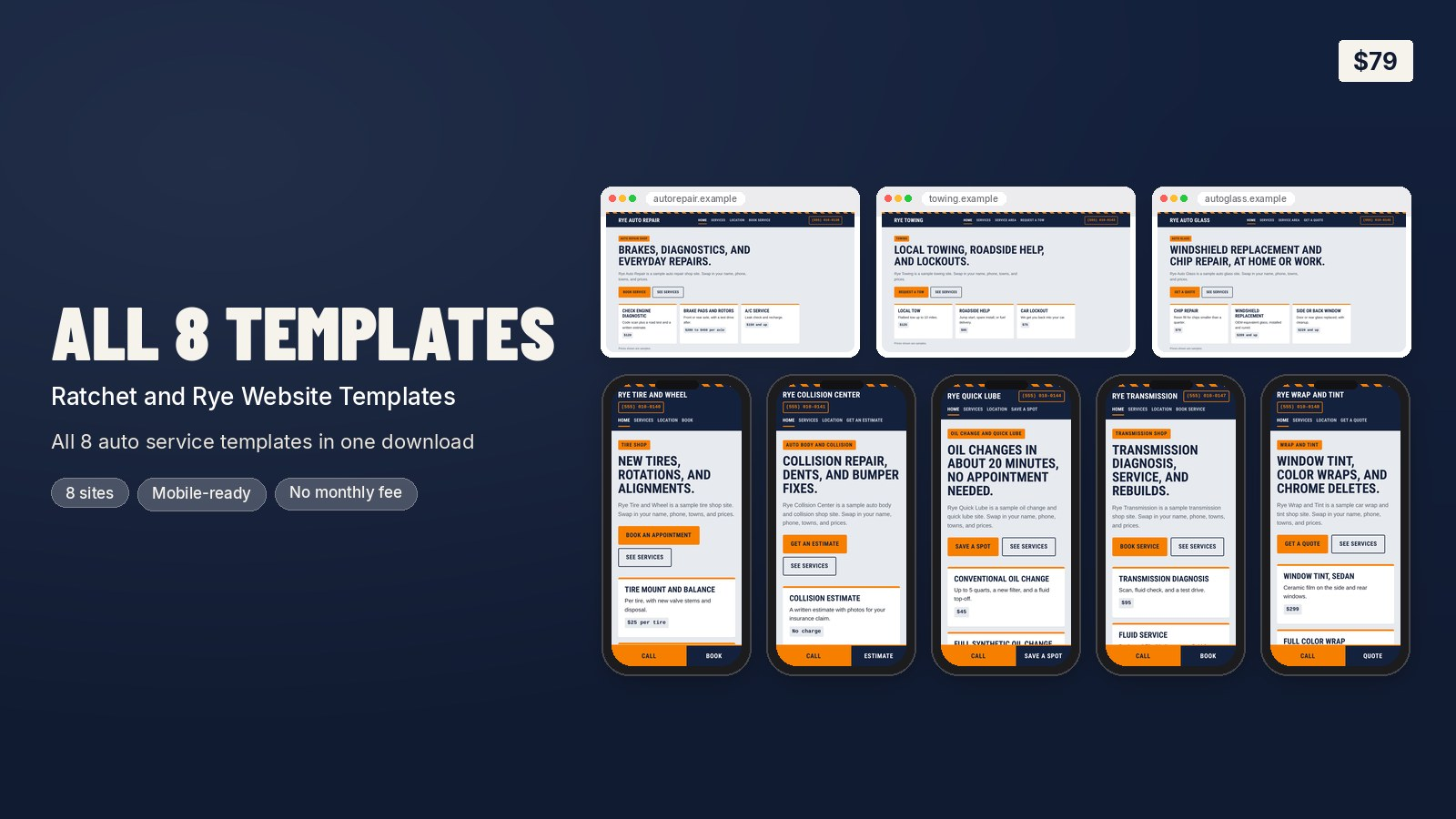 All 8 Ratchet and Rye Website Templates