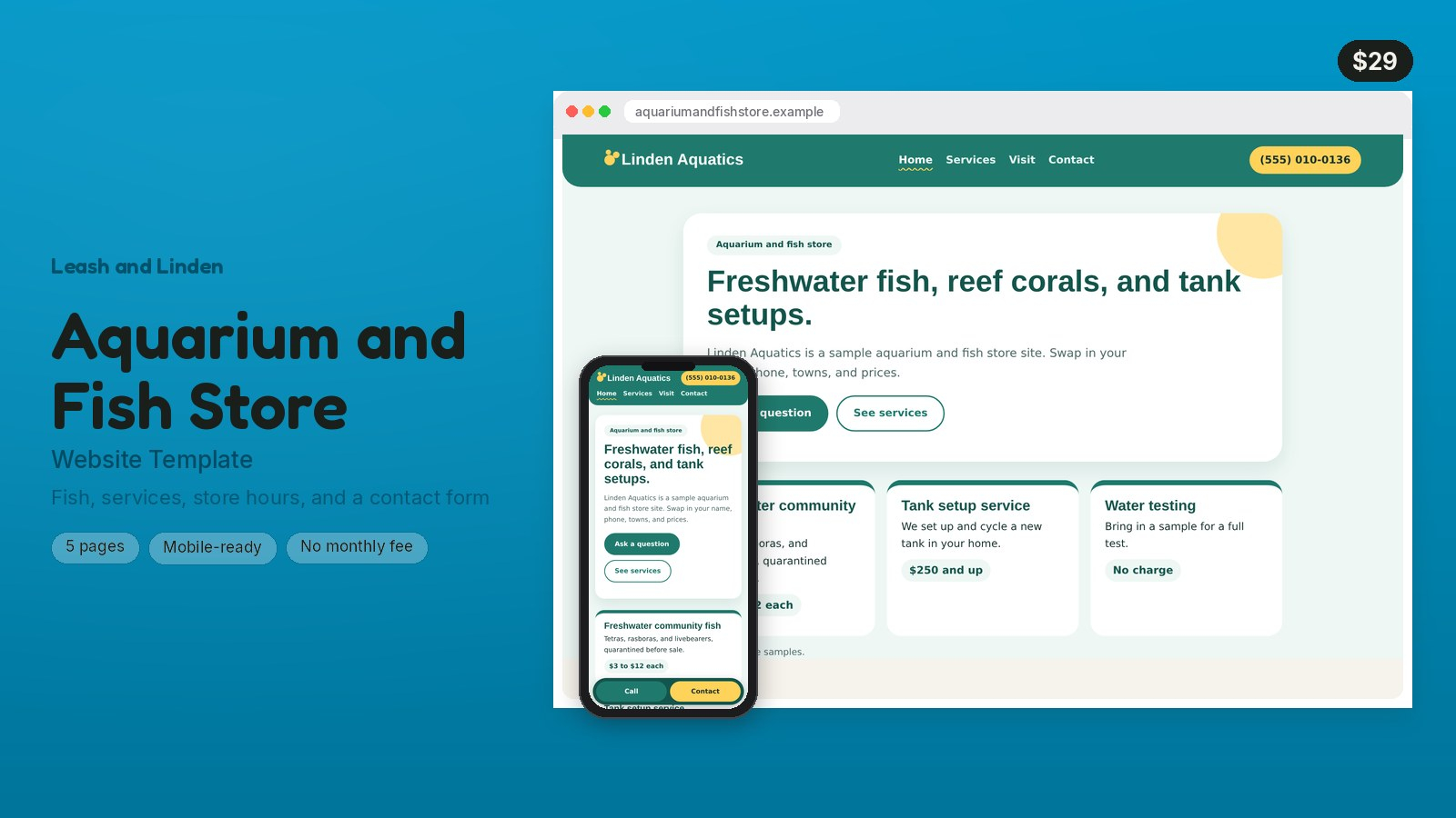 Aquarium and Fish Store Website Template