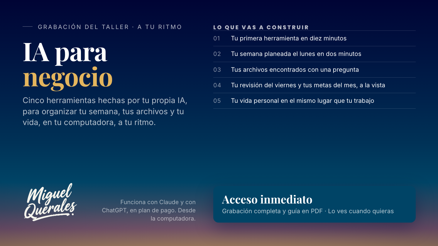 IA para negocio · Grabación del taller