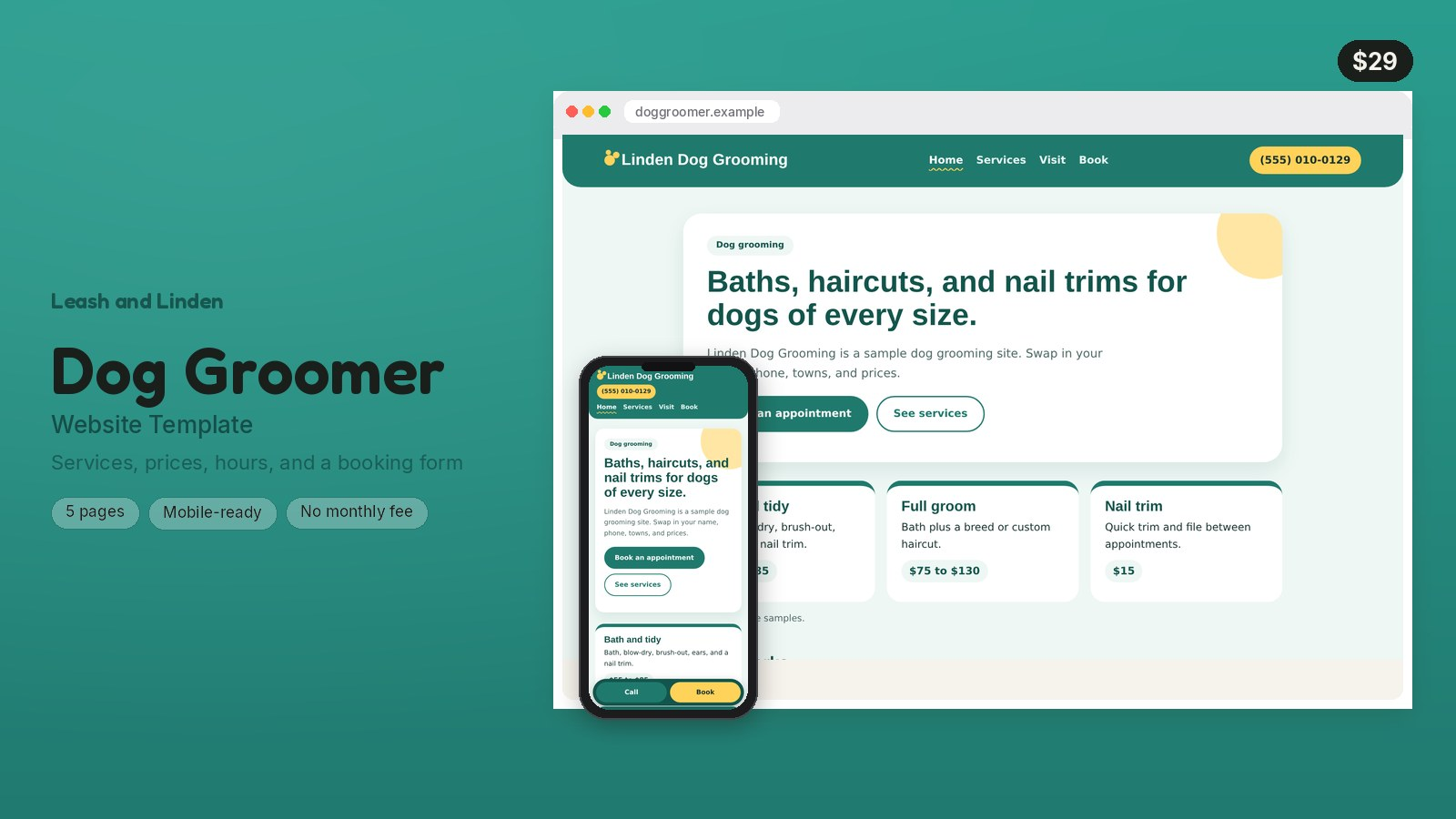 Dog Groomer Website Template