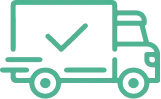 Icon of a delivery truck with a checkmark.