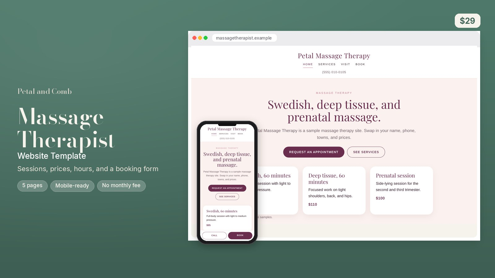Massage Therapist Website Template