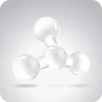 A 3D illustration of a simple molecule with four connected spheres.