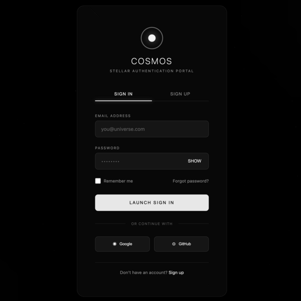 Cosmic Sign In/Sign Up Form