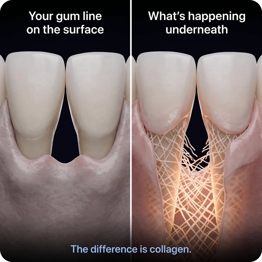 Receding gum line, close up