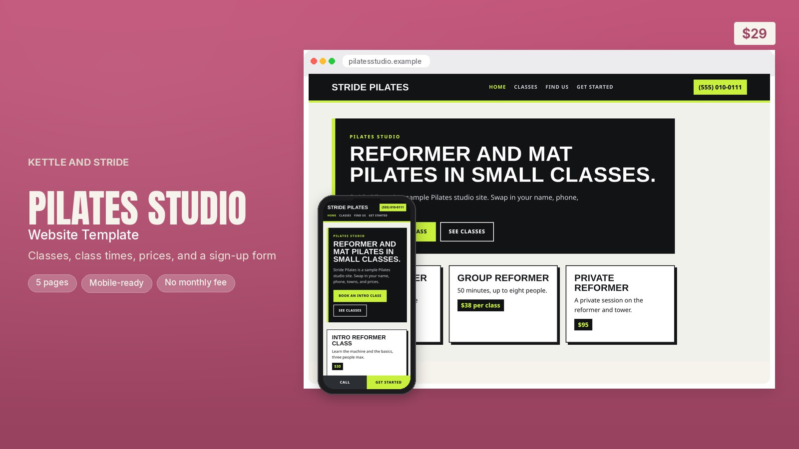 Pilates Studio Website Template
