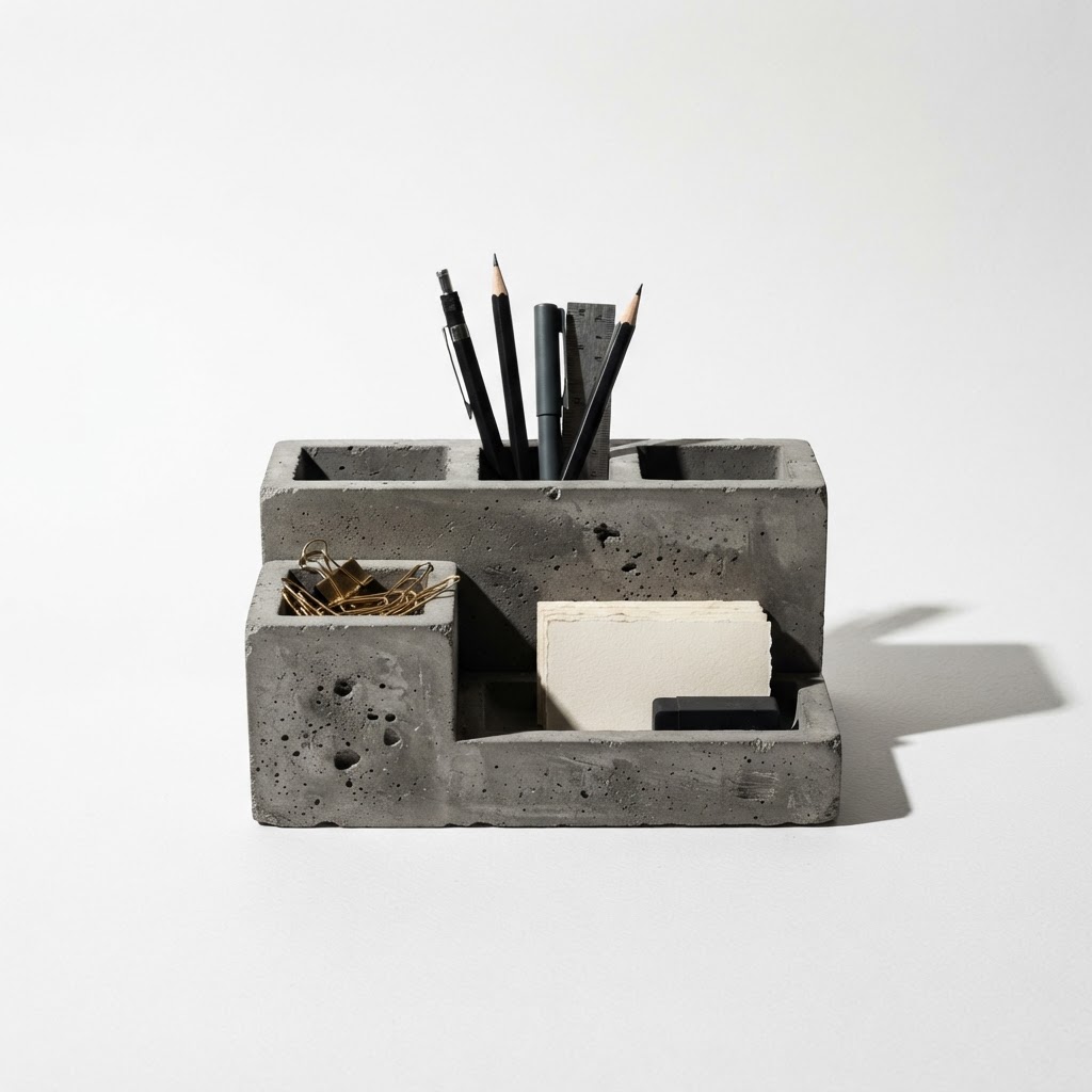 Concrete Desk Organizer