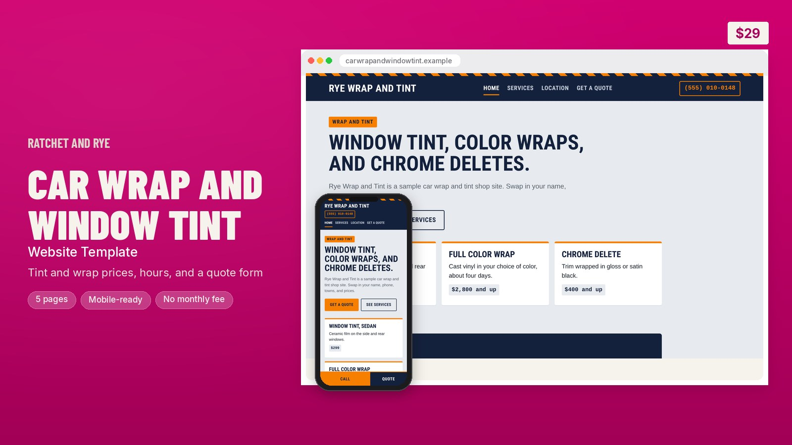 Car Wrap and Window Tint Website Template