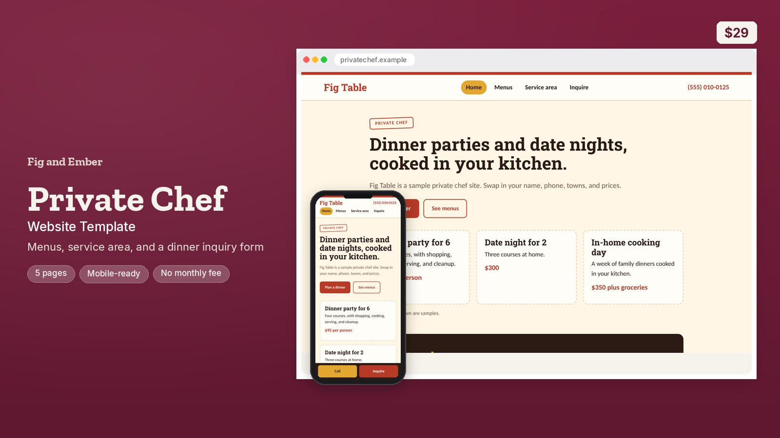 Private Chef Website Template
