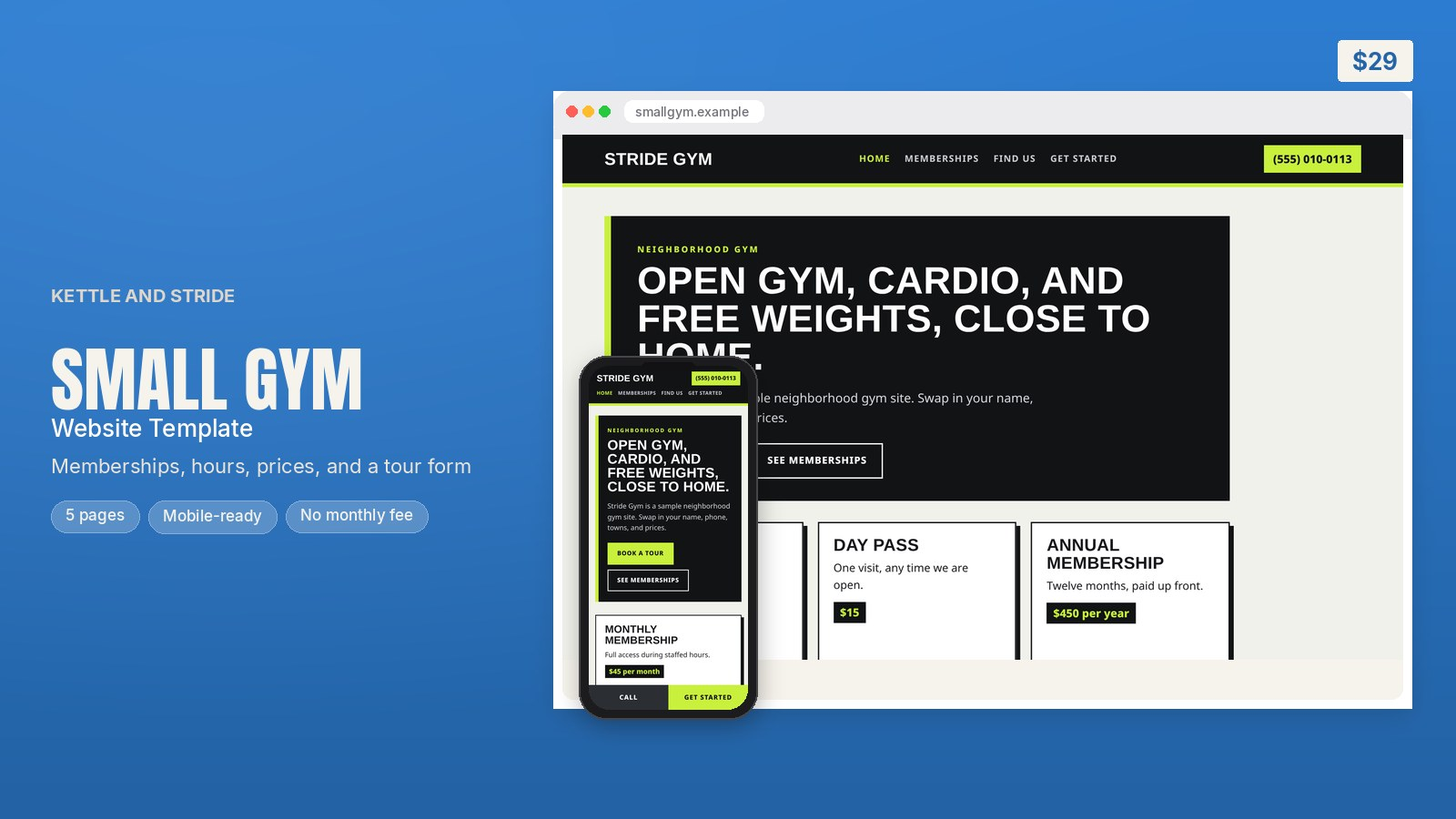Small Gym Website Template