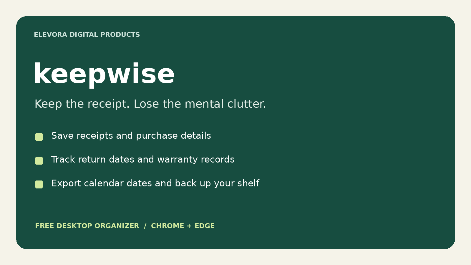 Keepwise | Purchases, Returns & Warranties