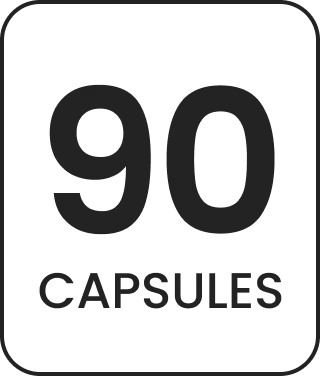 Text displaying '90 Capsules' in bold font.