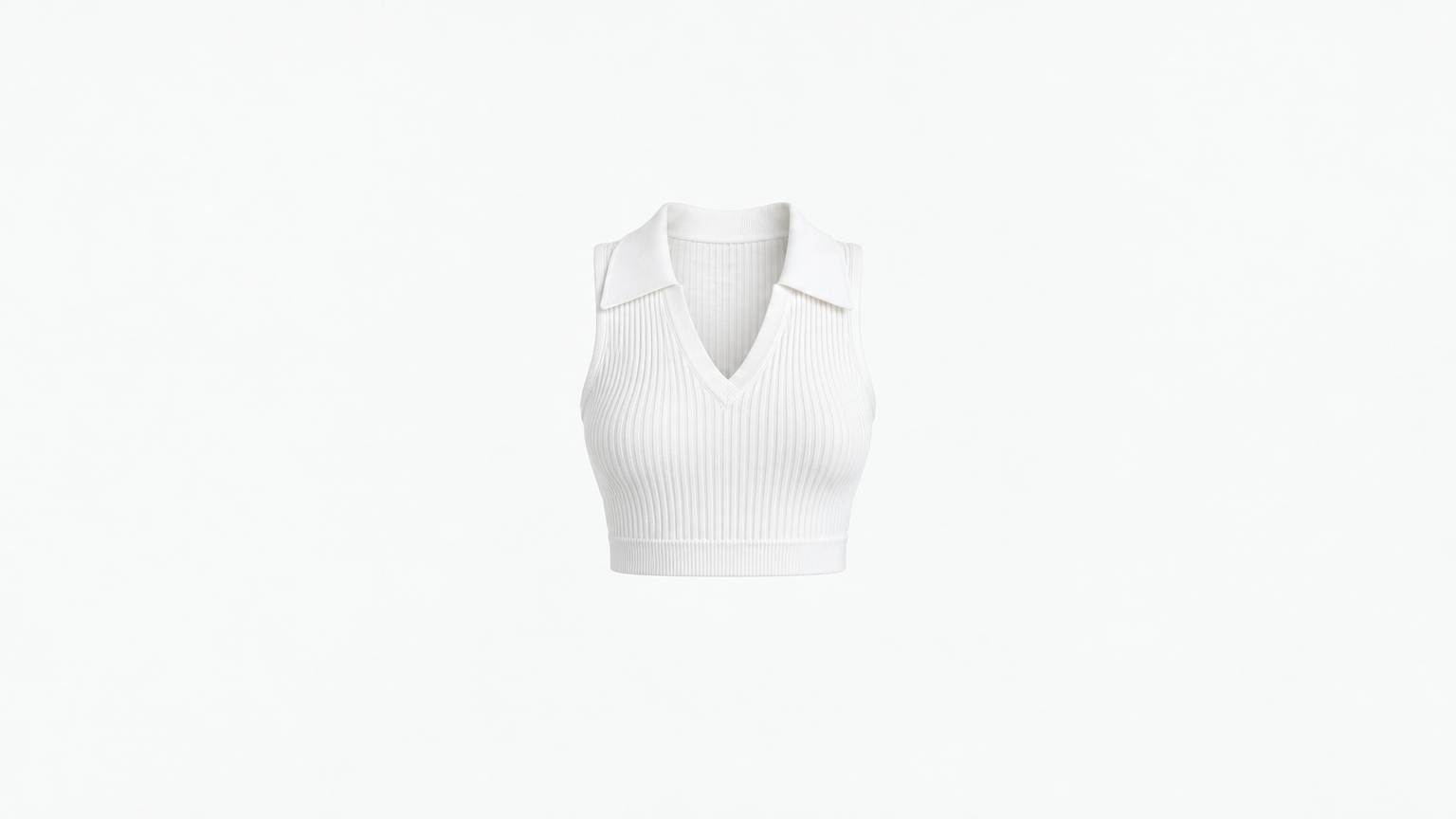 Summer V-Neck Ribbed Knit Crop Top
