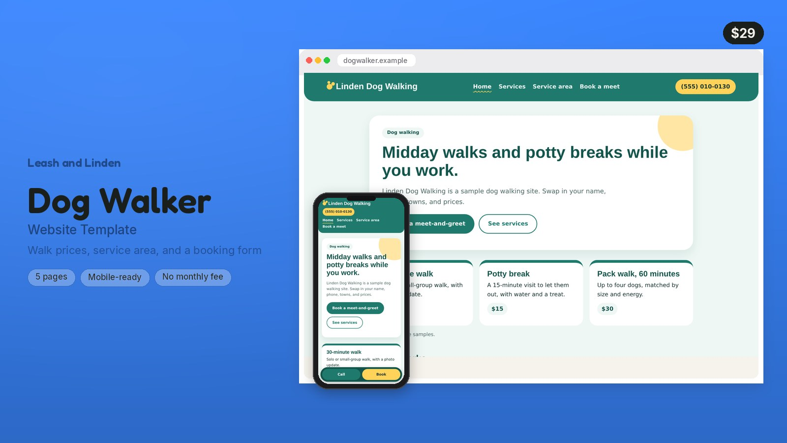 Dog Walker Website Template