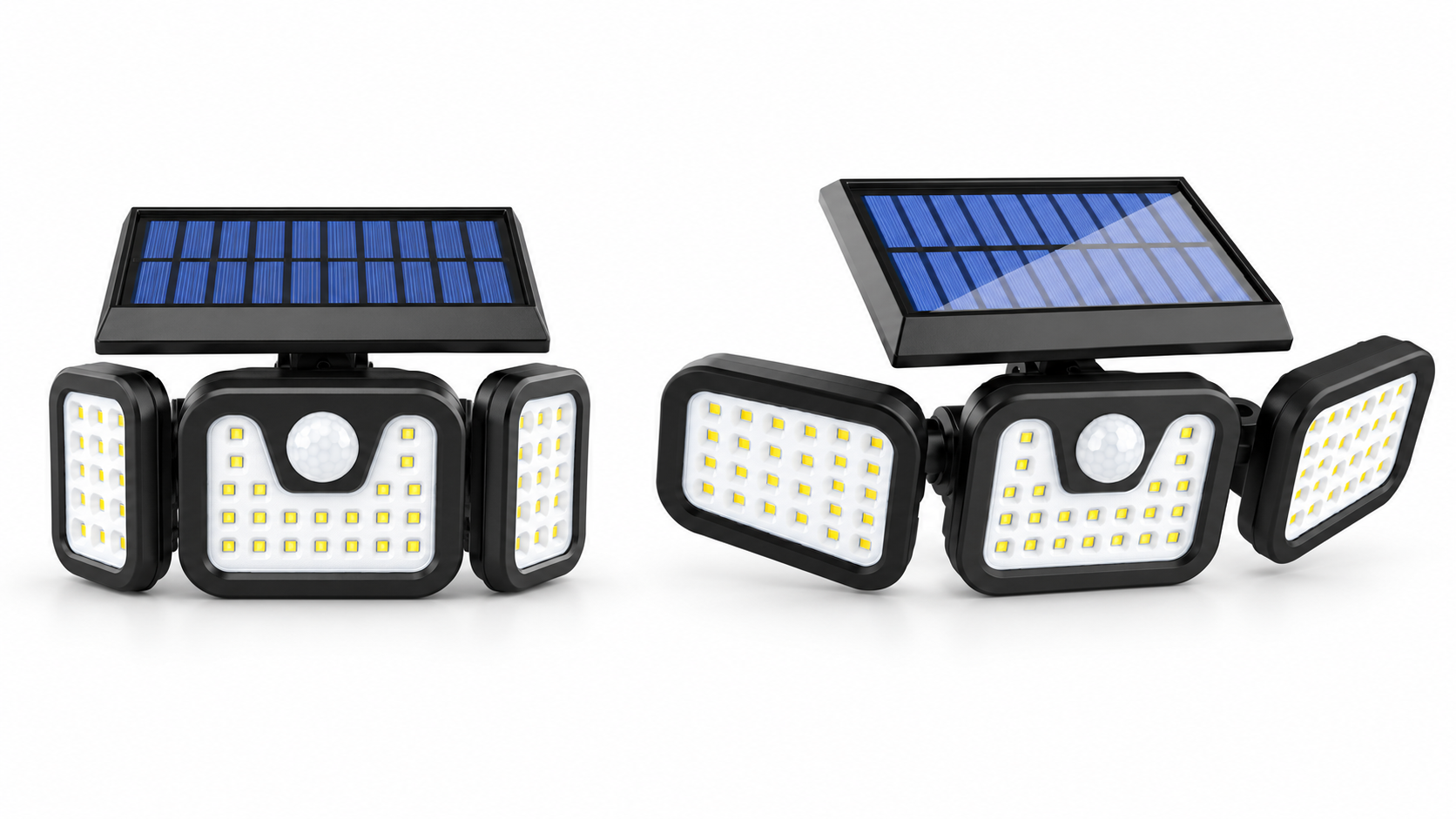 Three-head solar security floodlight