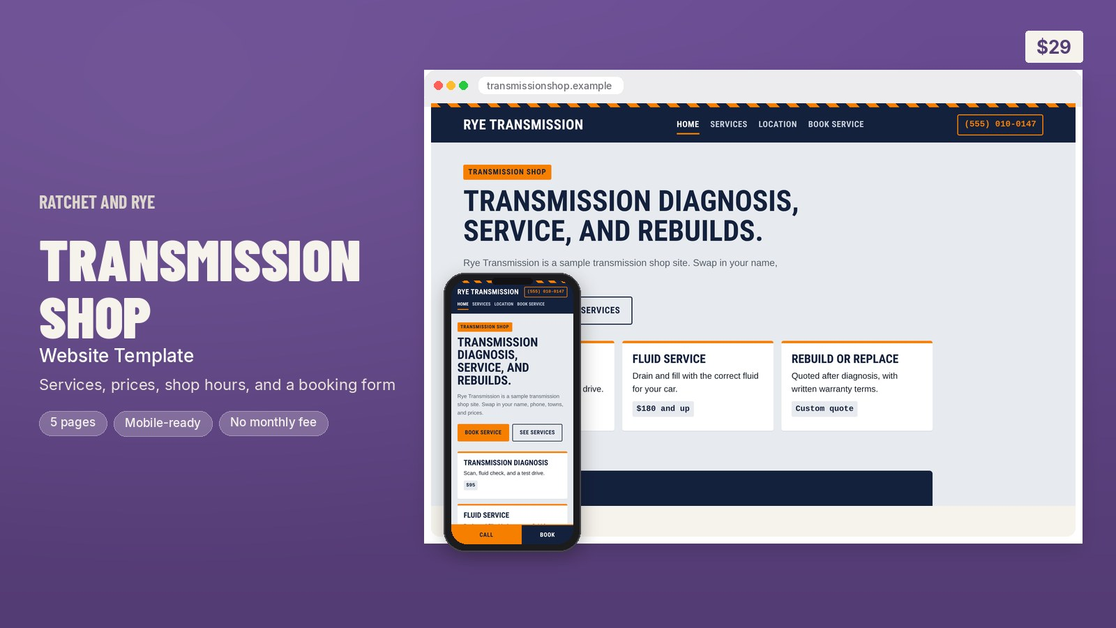 Transmission Shop Website Template