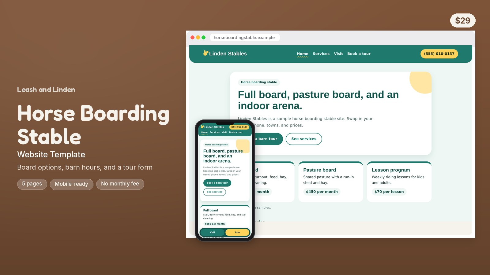 Horse Boarding Stable Website Template