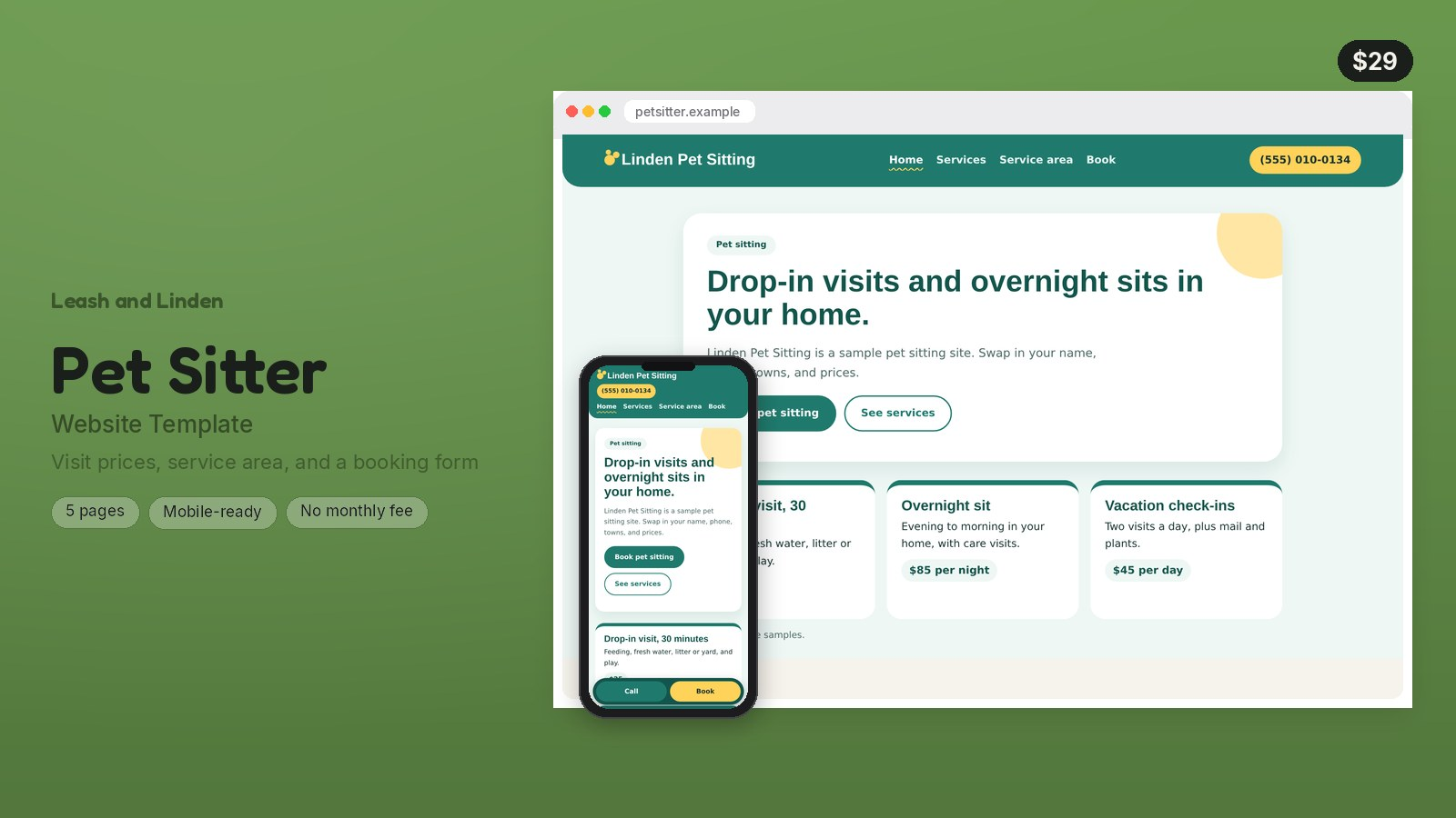 Pet Sitter Website Template