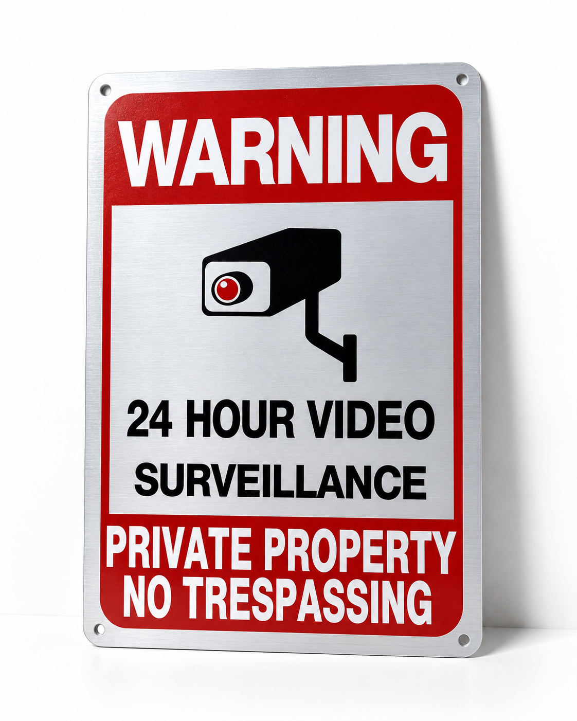 Metal 24 hour video surveillance warning sign
