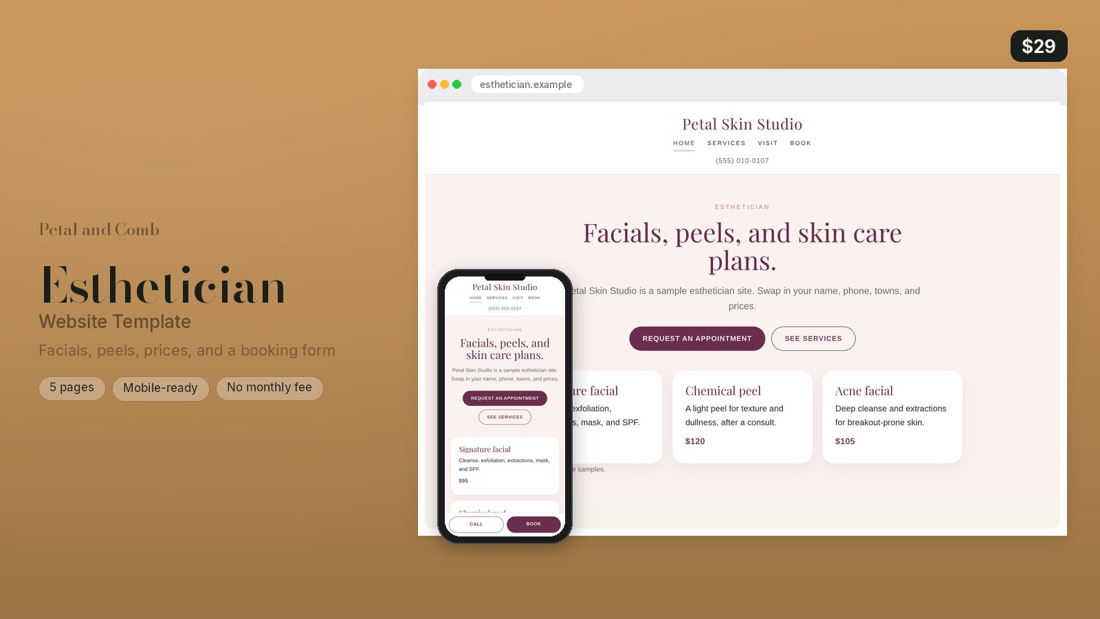 Esthetician Website Template