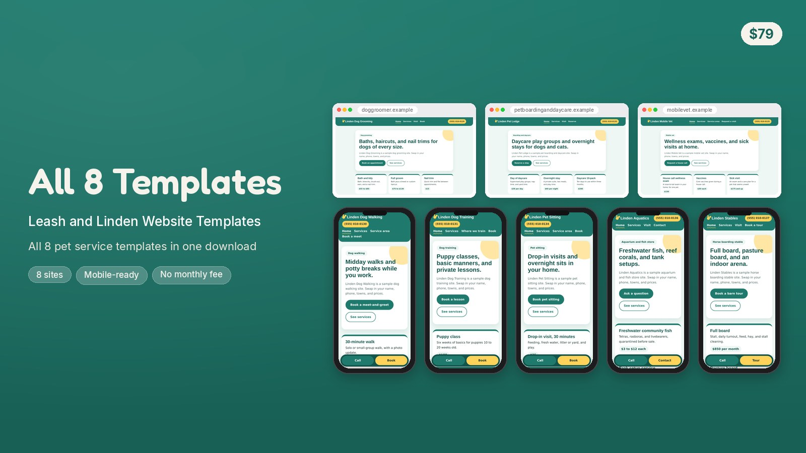 All 8 Leash and Linden Website Templates
