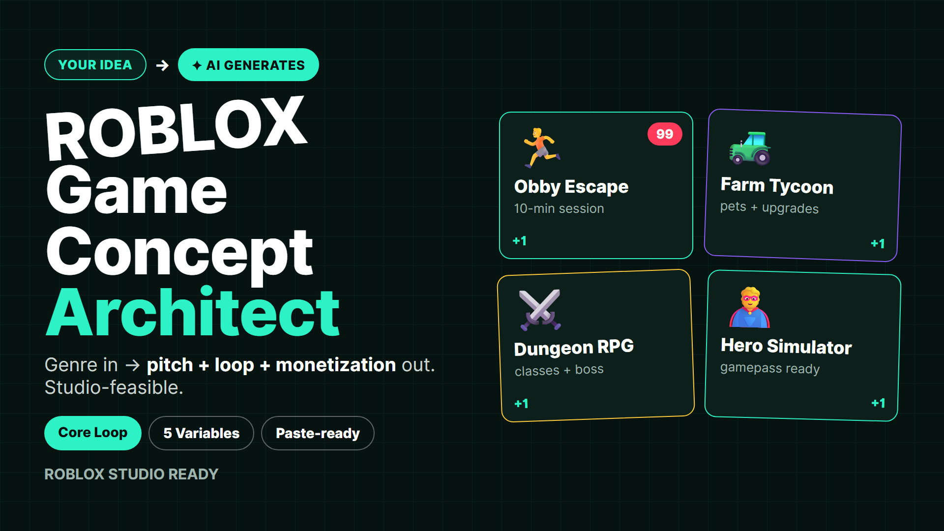 Roblox Game Concept Architect — Single AI Prompt