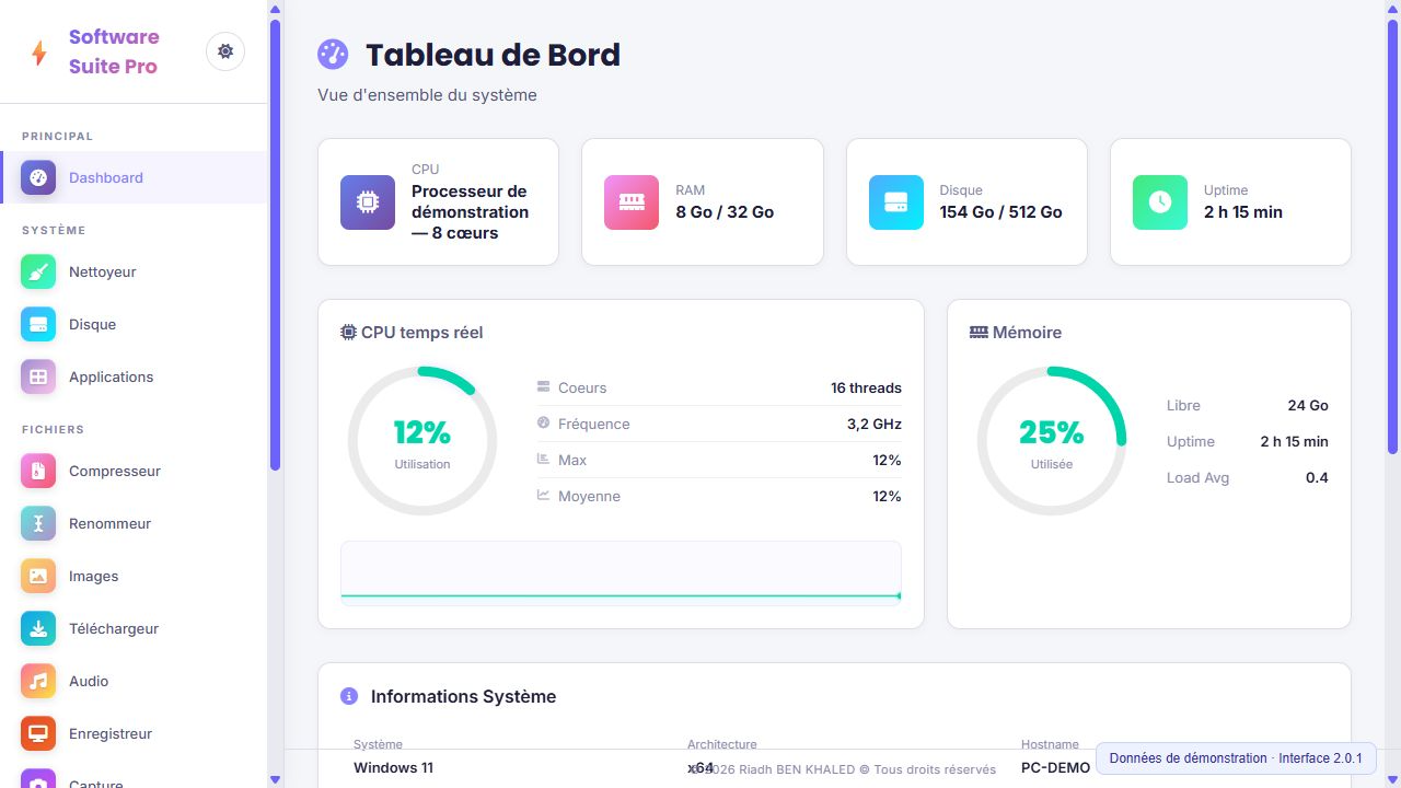 Software SuitePro — boîte à outils Windows