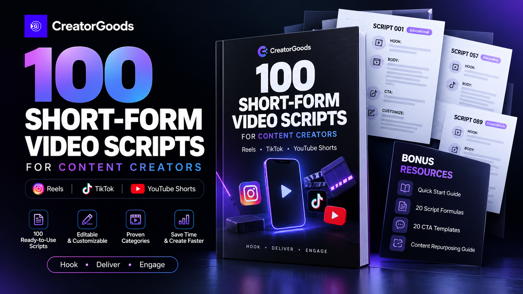 100 Short-Form Video Scripts for Creators