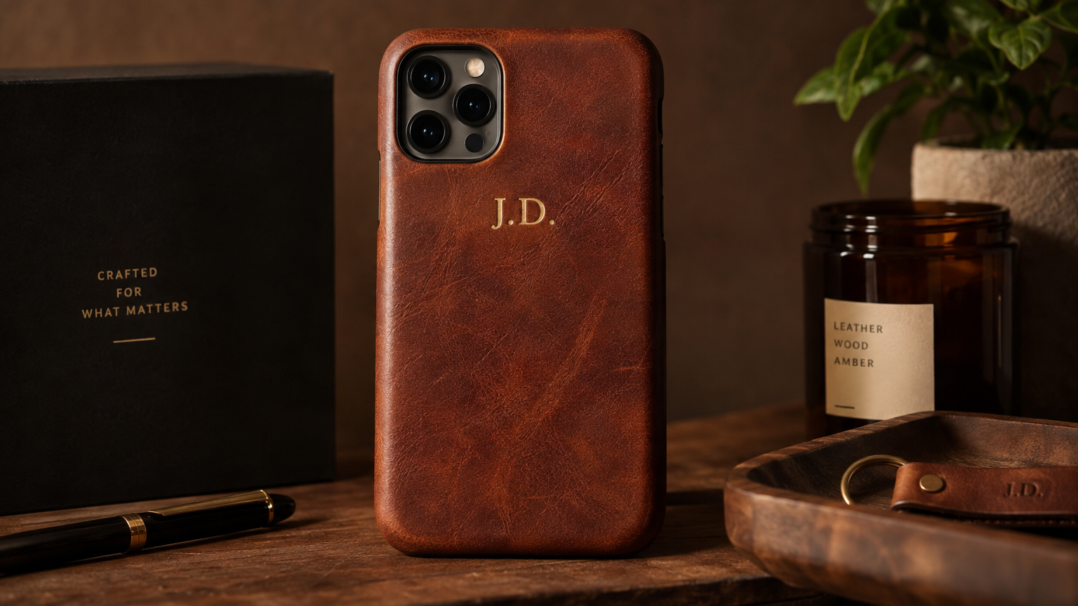 Custom Monogram Leather Case