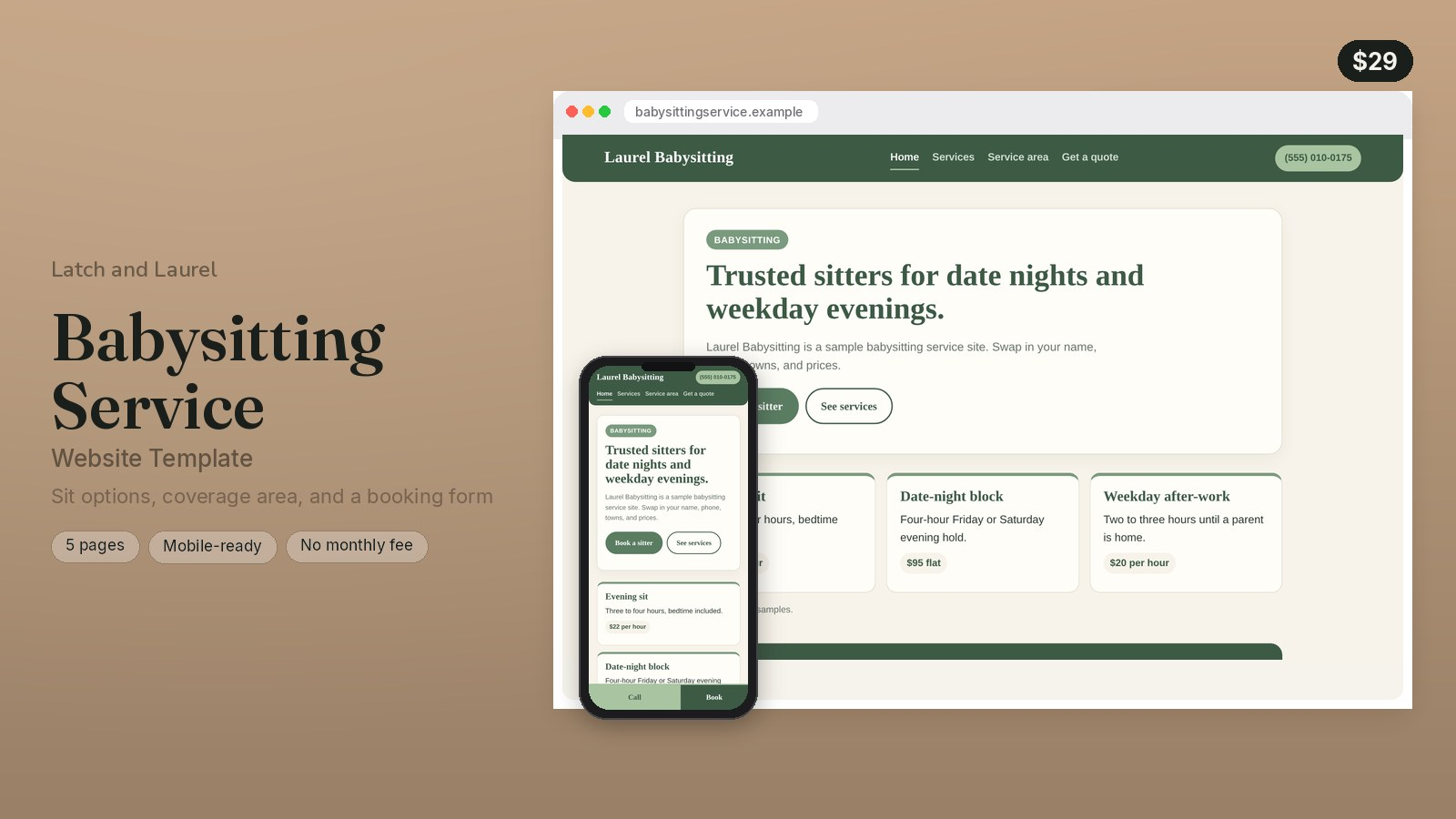 Babysitting Service Website Template