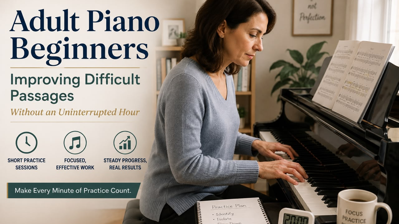 Adult Piano Beginners Improving Difficult Passages Without an Uninterrupted Hour