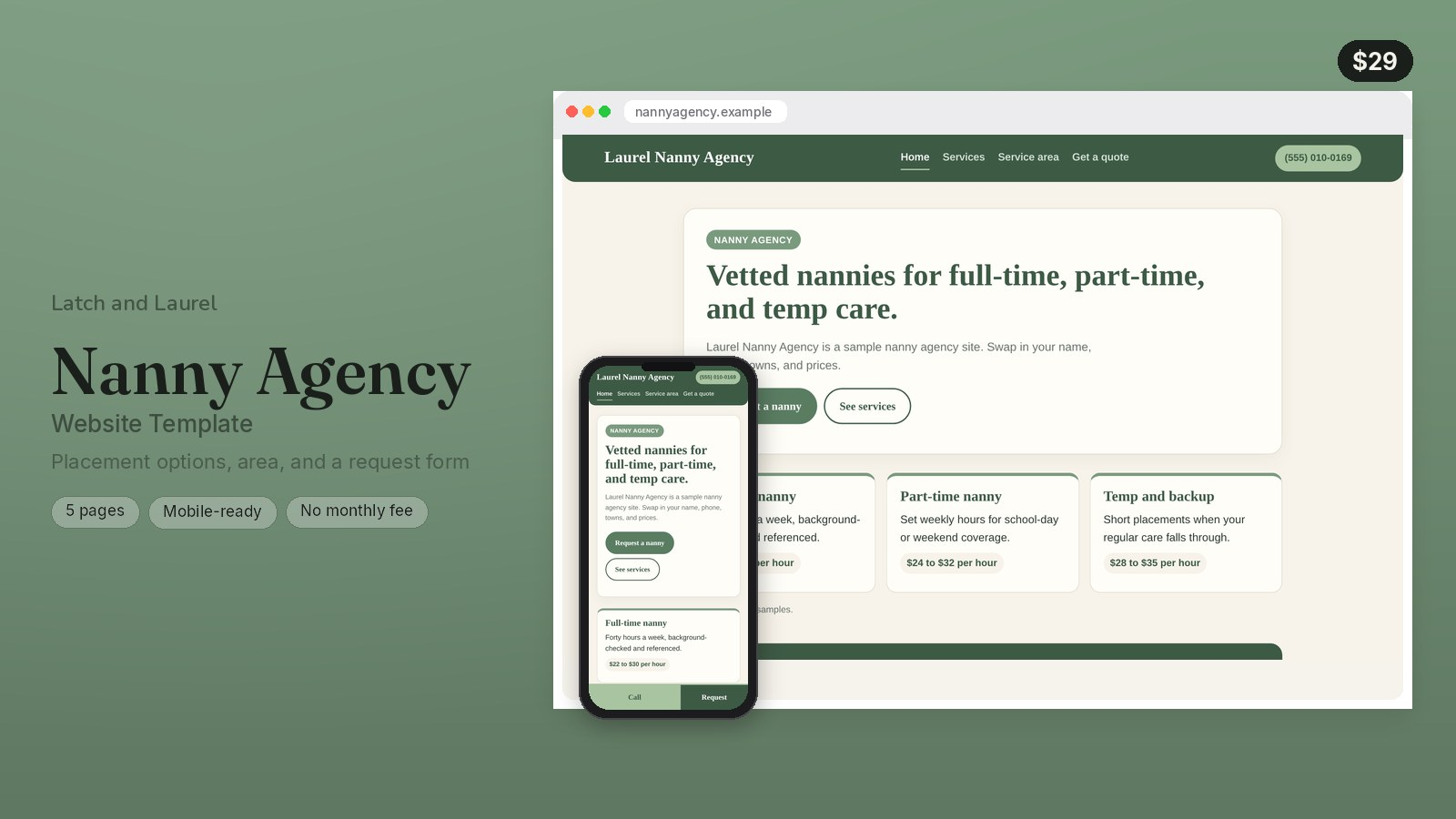 Nanny Agency Website Template