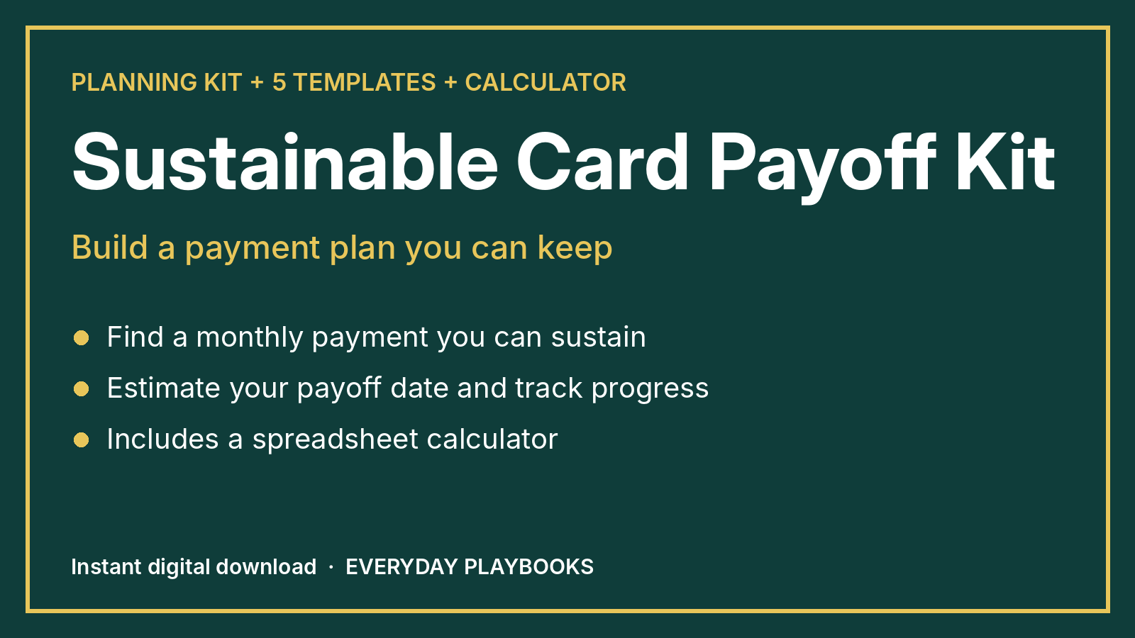 Sustainable Card Payoff Kit | Build a Payment Plan You Can Keep