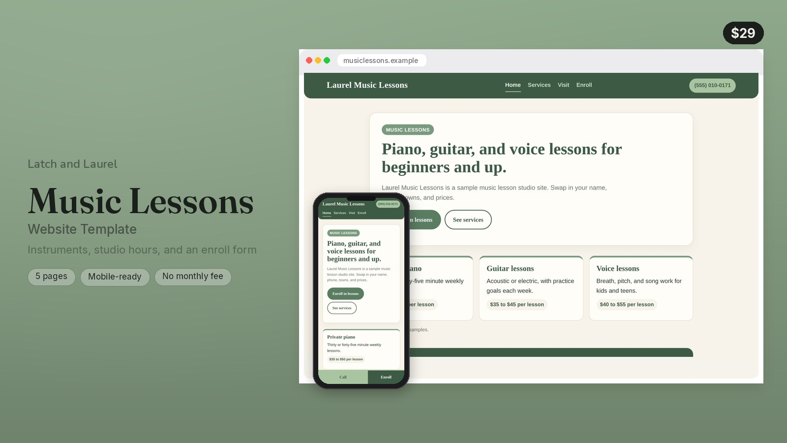 Music Lessons Website Template