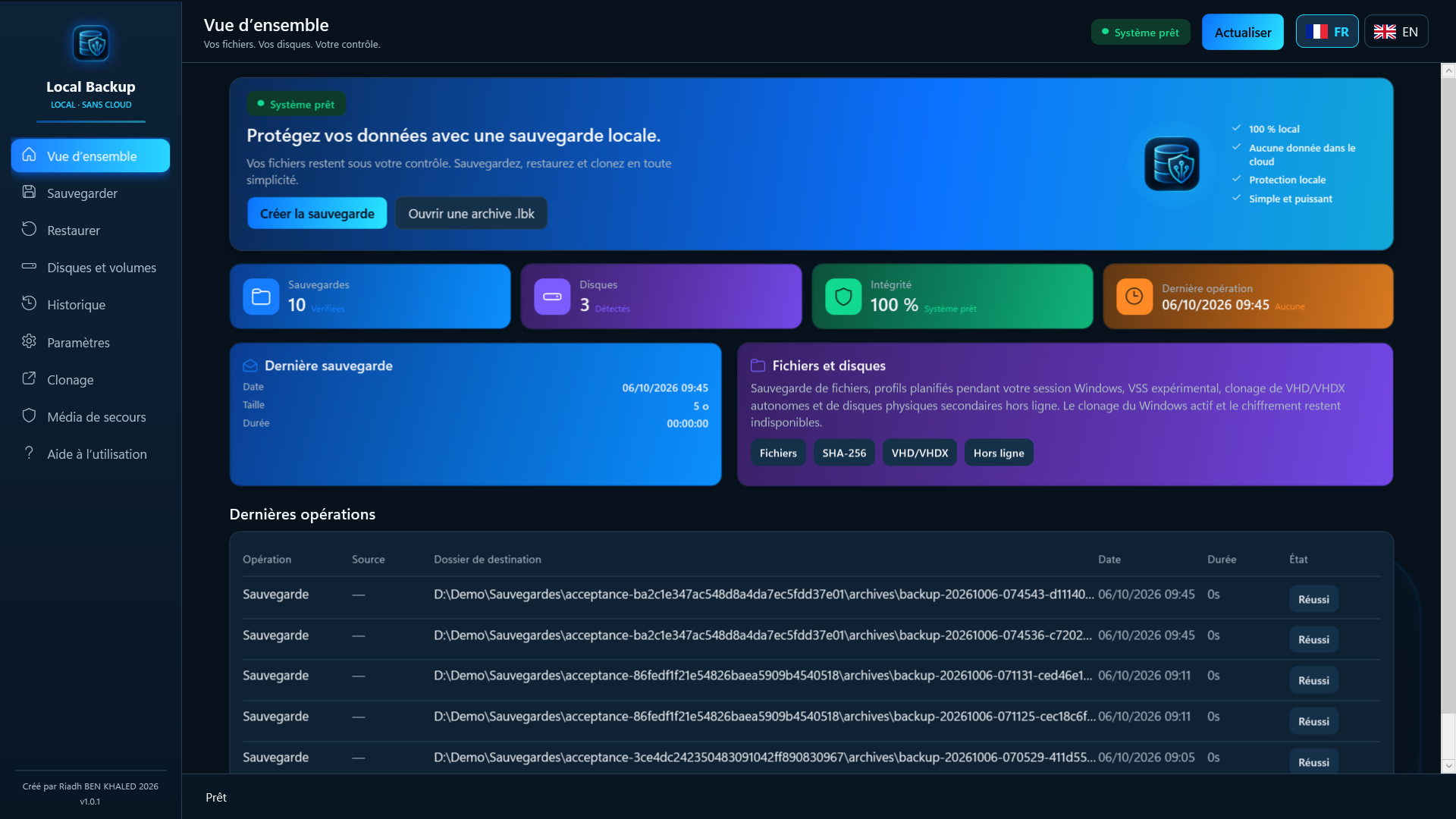 Local Backup — sauvegarde Windows · FR/EN