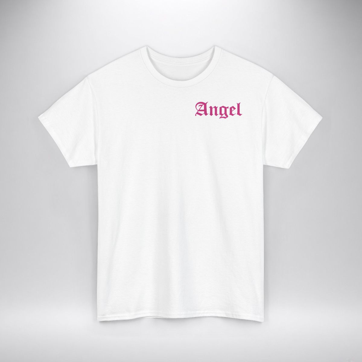 Angel Graphic Tee — Gothic Statue Pink Print